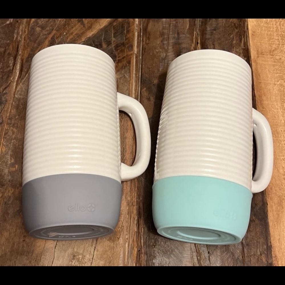 PAIR OF 18 OZ CERAMIC TRAVEL MUGS TUMBLERS